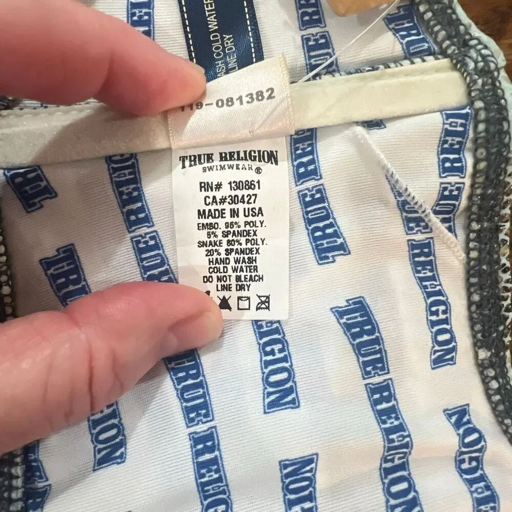 True Religion Snakeskin Horseshoe Bandeau Bikini Top Nwt Size Large